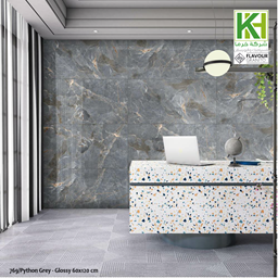 Show details for Indian glossy porcelain tile 60x120 cm python Grey Picture of Indian glossy porcelain tile 60x120 cm python Grey
